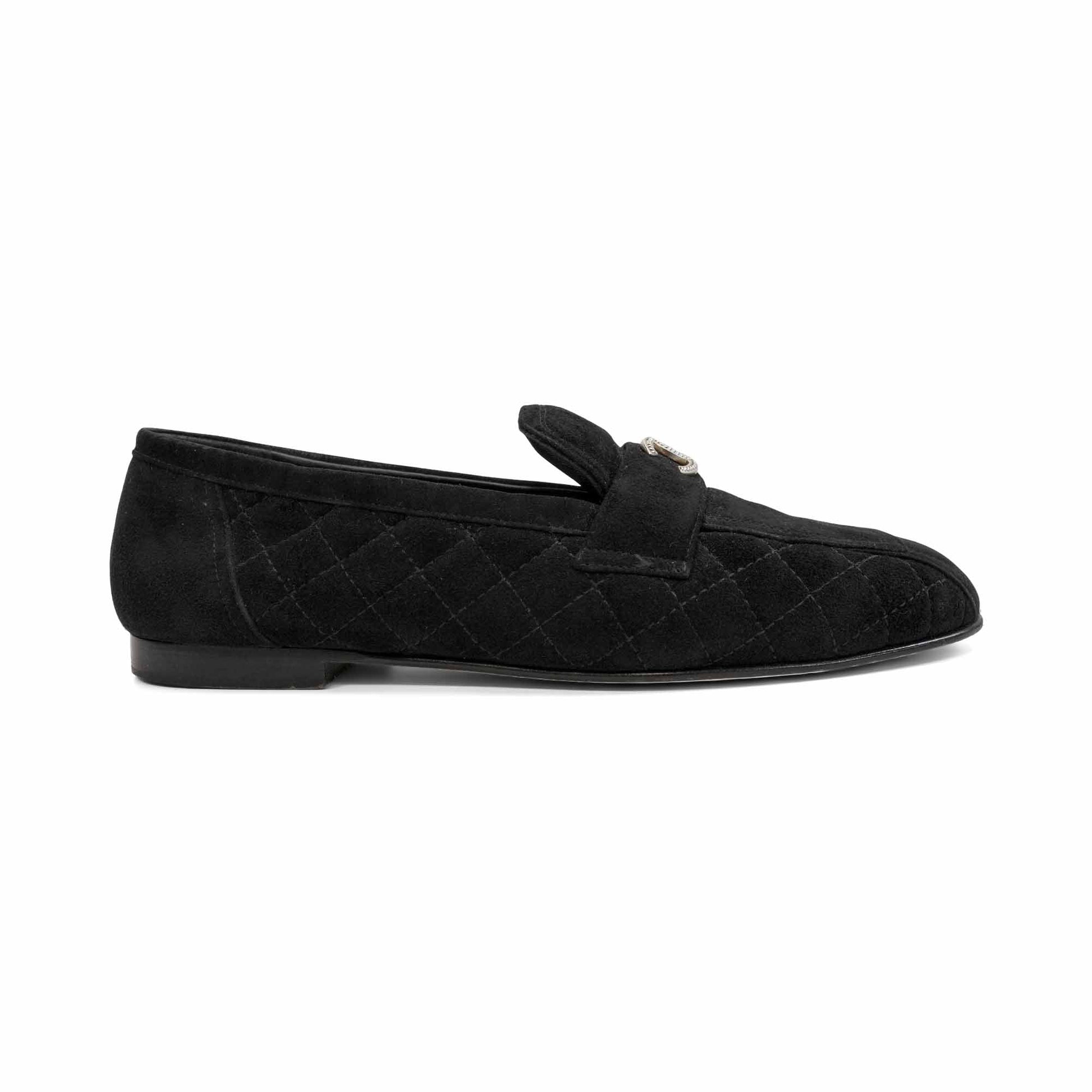 Chanel Quilted Suede Loafers Women's