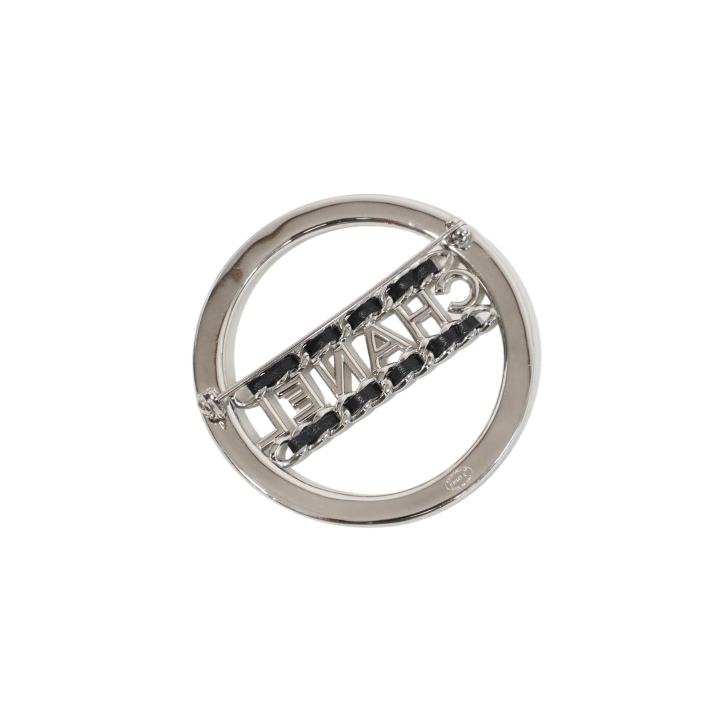 Chanel Crystal Logo Brooch