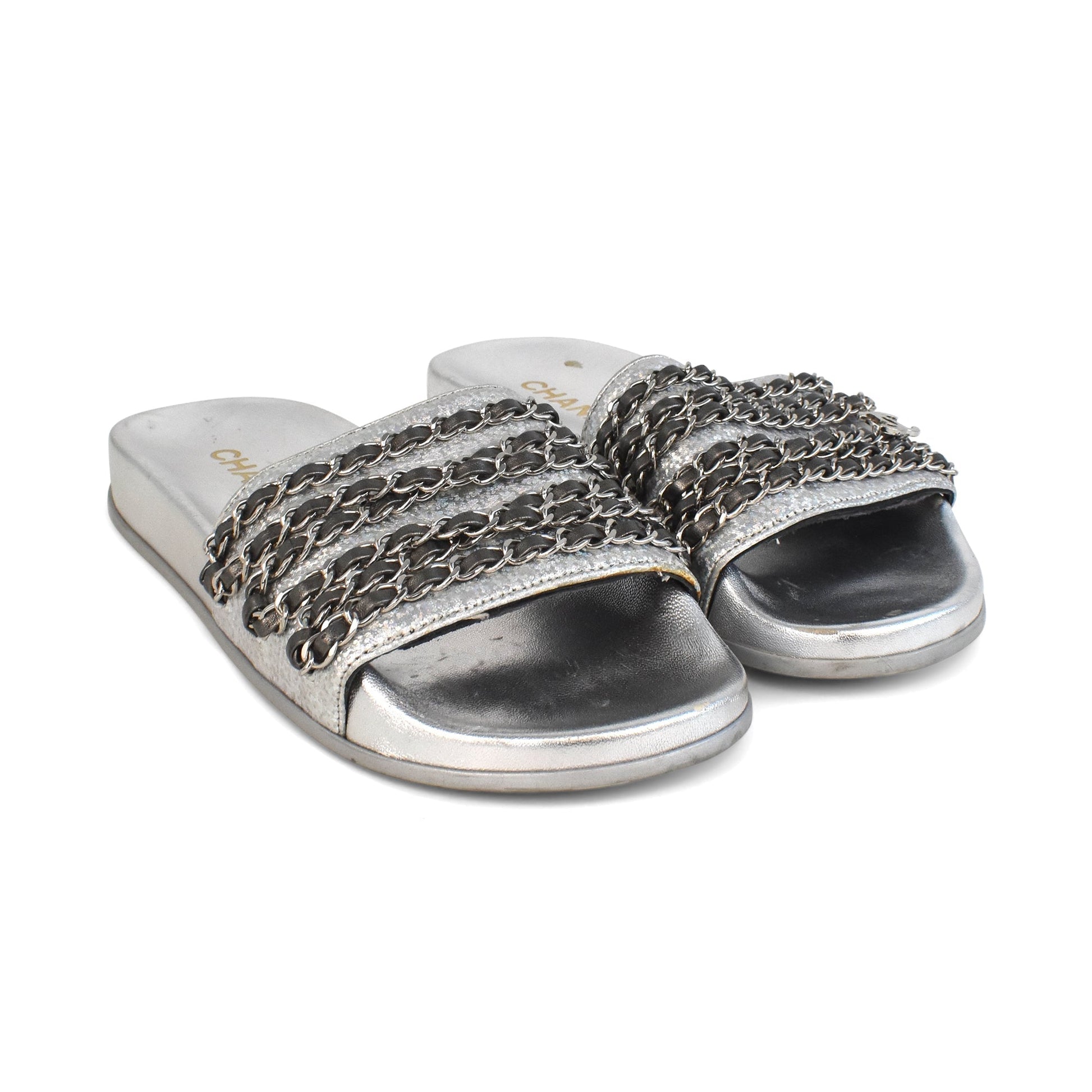 Chanel 'Chain' Slides - Women'S 37 Women Shoes