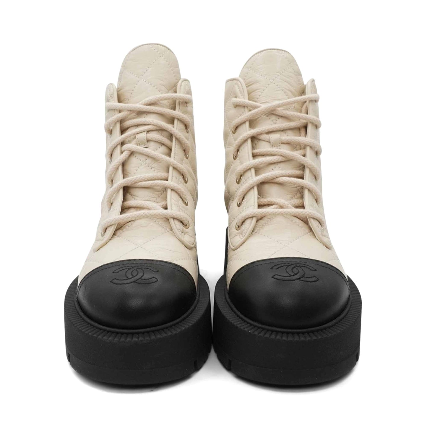 Chanel Quilted Combat Boots - Women'S 37.5