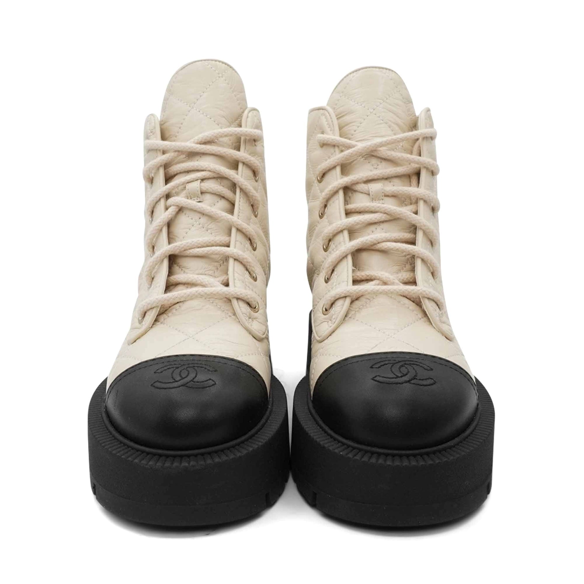 Chanel Quilted Combat Boots - Women'S 37.5