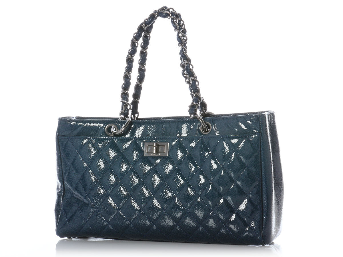 Chanel Diamond Shine Reissue Shopper Handbag Blue Tote Bag