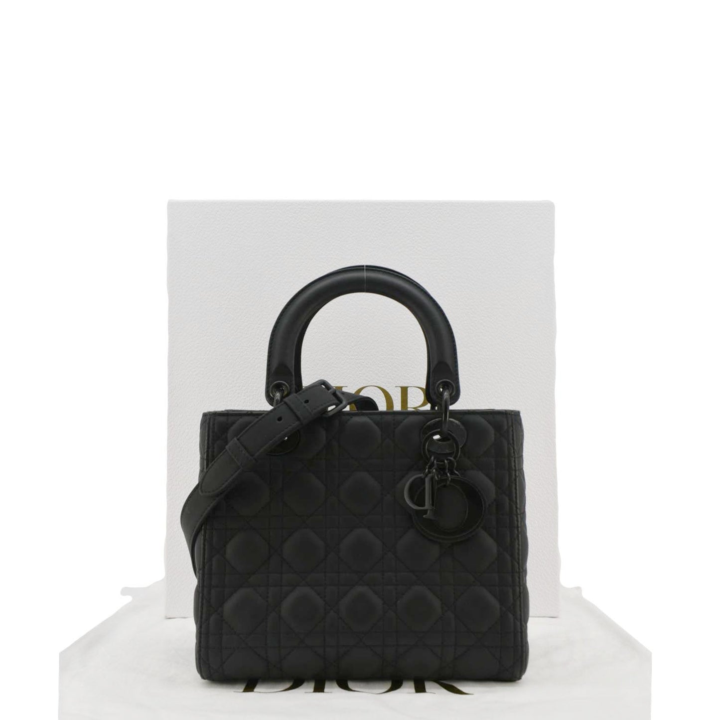 Dior Lady Ultra Matte Cannage Calfskin Shoulder Bag Leather Black