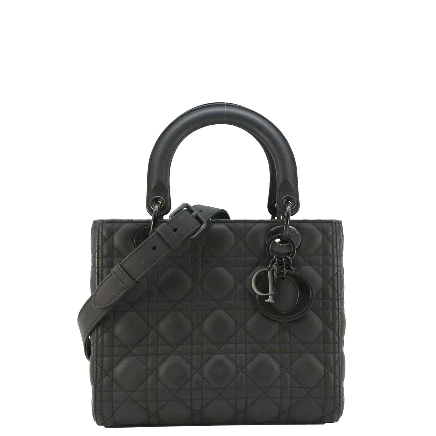 Dior Lady Ultra Matte Cannage Calfskin Shoulder Bag Leather Black