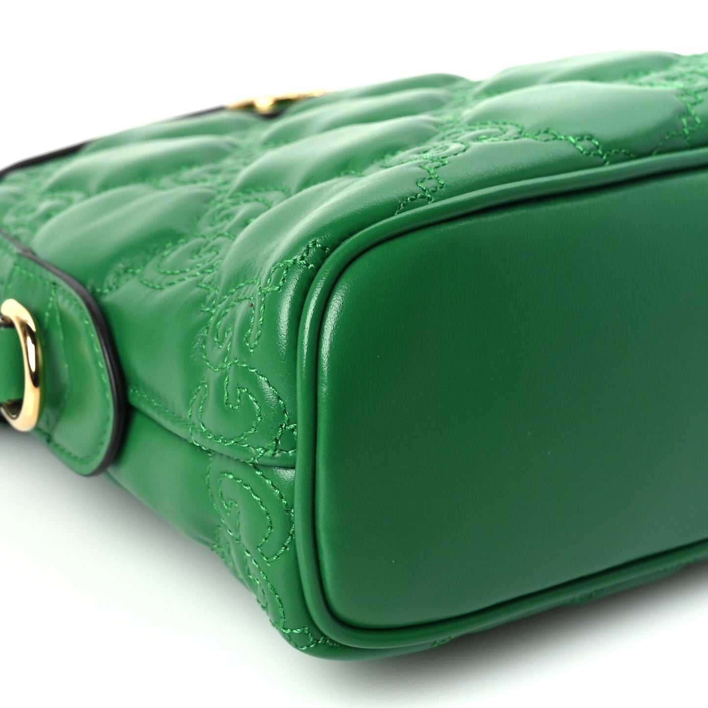 Gucci Calfskin GG Matelasse Small Dome Shoulder Bag Green Natural