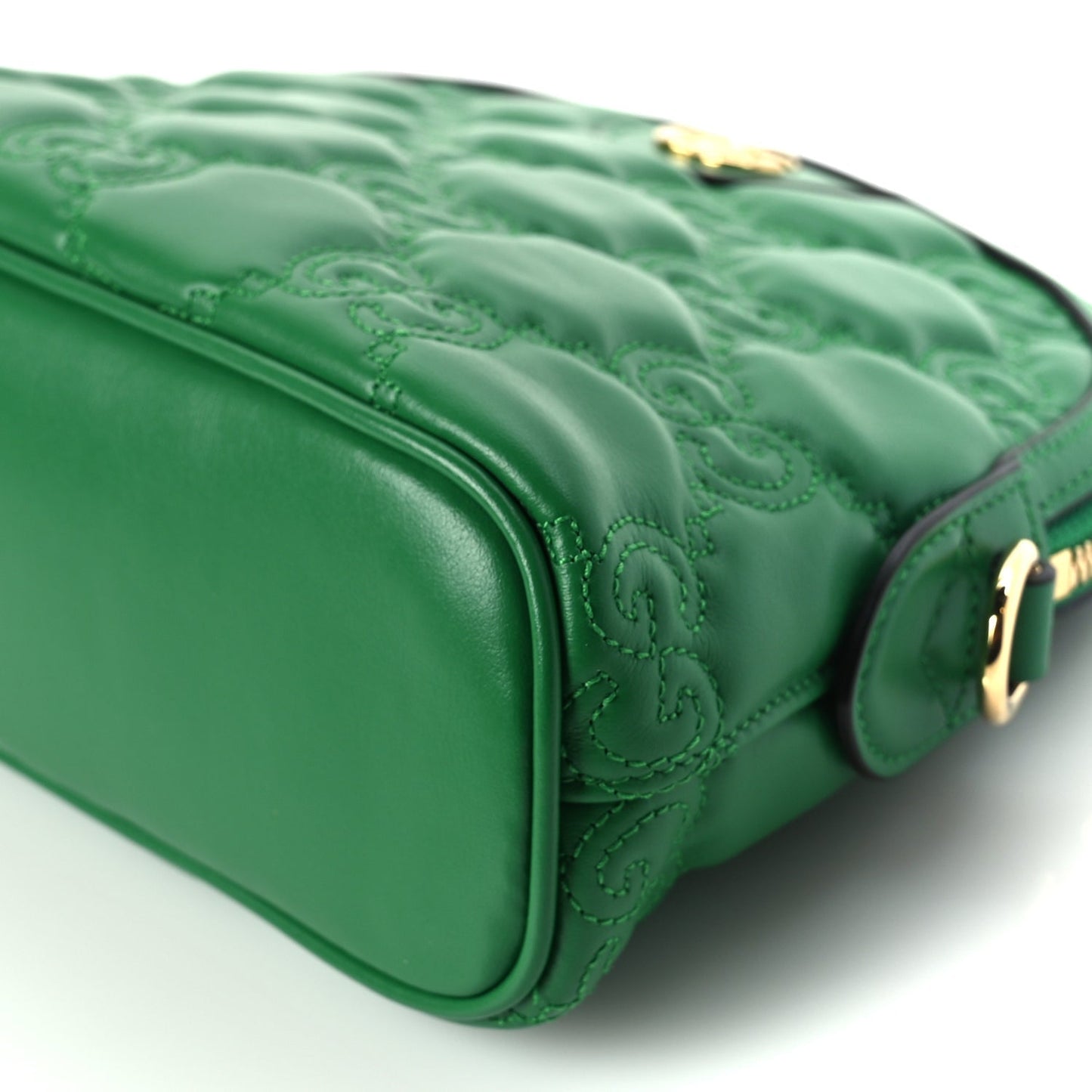Gucci Calfskin GG Matelasse Small Dome Shoulder Bag Green Natural