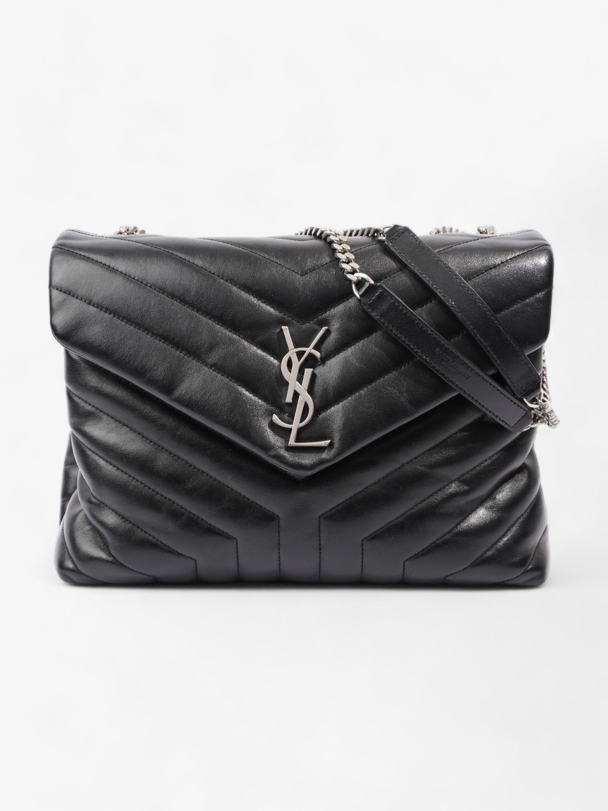 YSL Saint Laurent Lou Lou Shoulder Bag Leather Black Medium Medium Black Leather