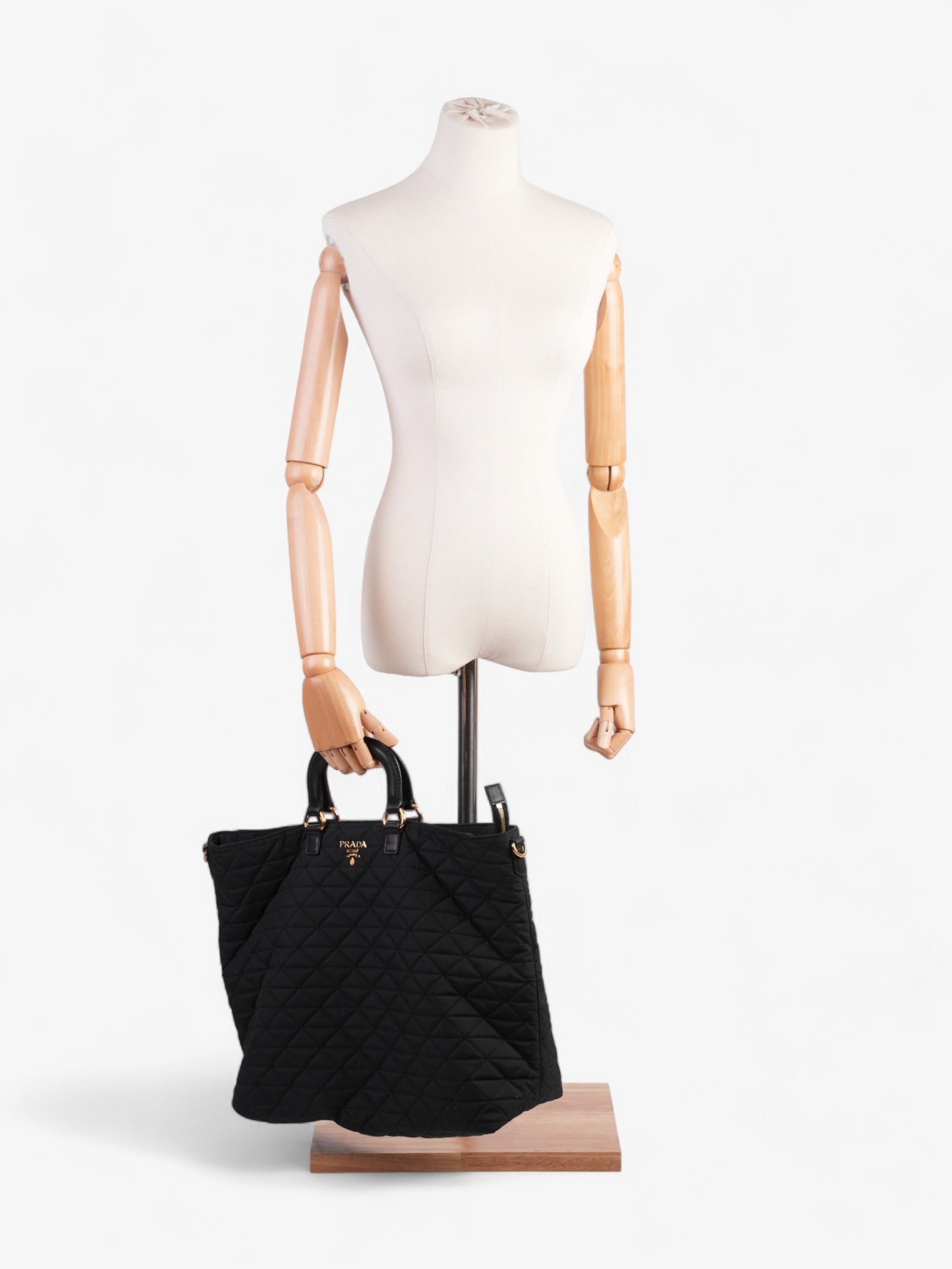 Prada Tessuto Tote Nylon Quilted Black Shoulder Bag
