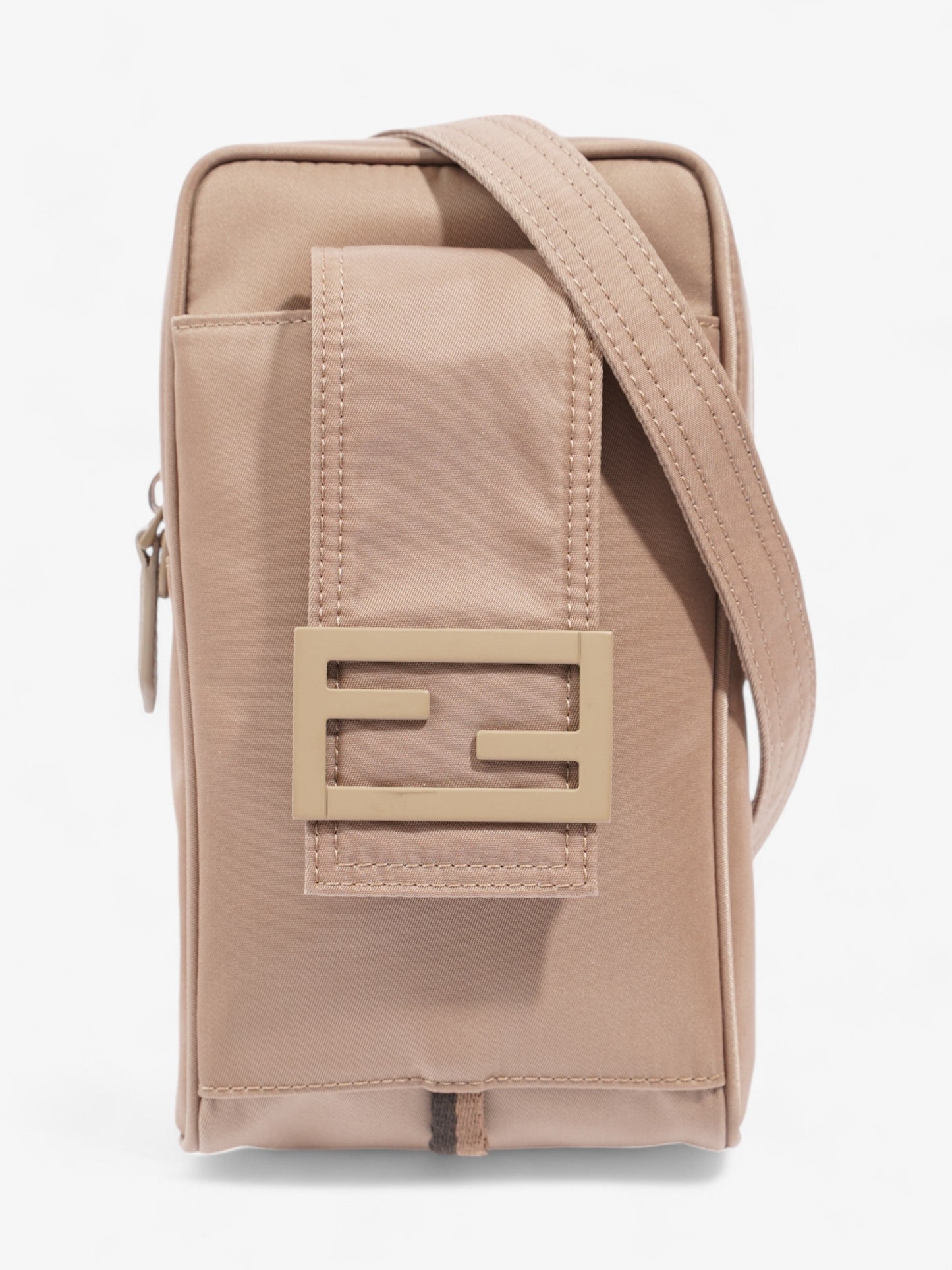 Fendi Pl Ue Messenger Bag Nylon Beige Logo