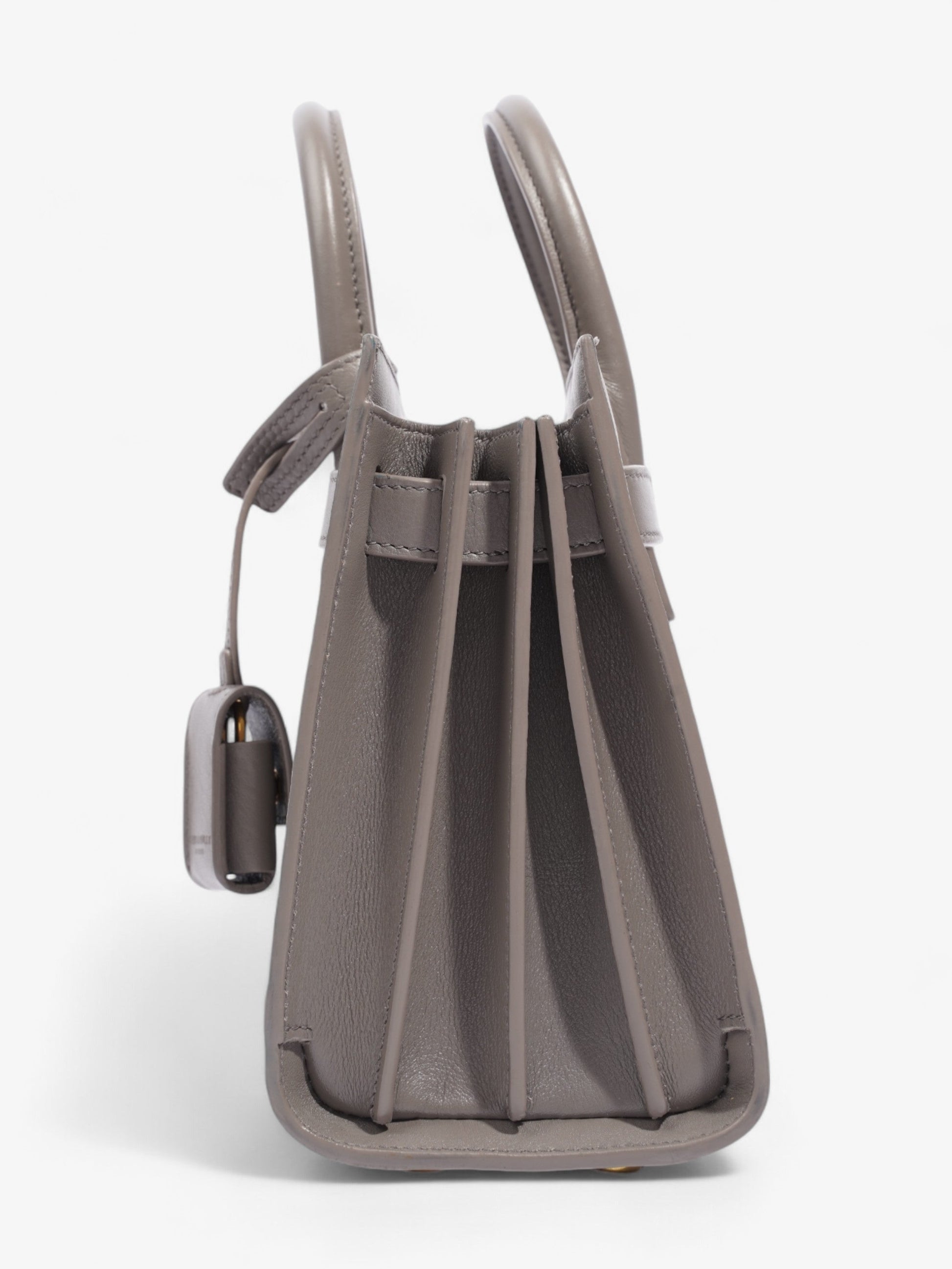 YSL Saint Laurent Sac De Jour Grey Nano Shoulder Bag Leather Gray