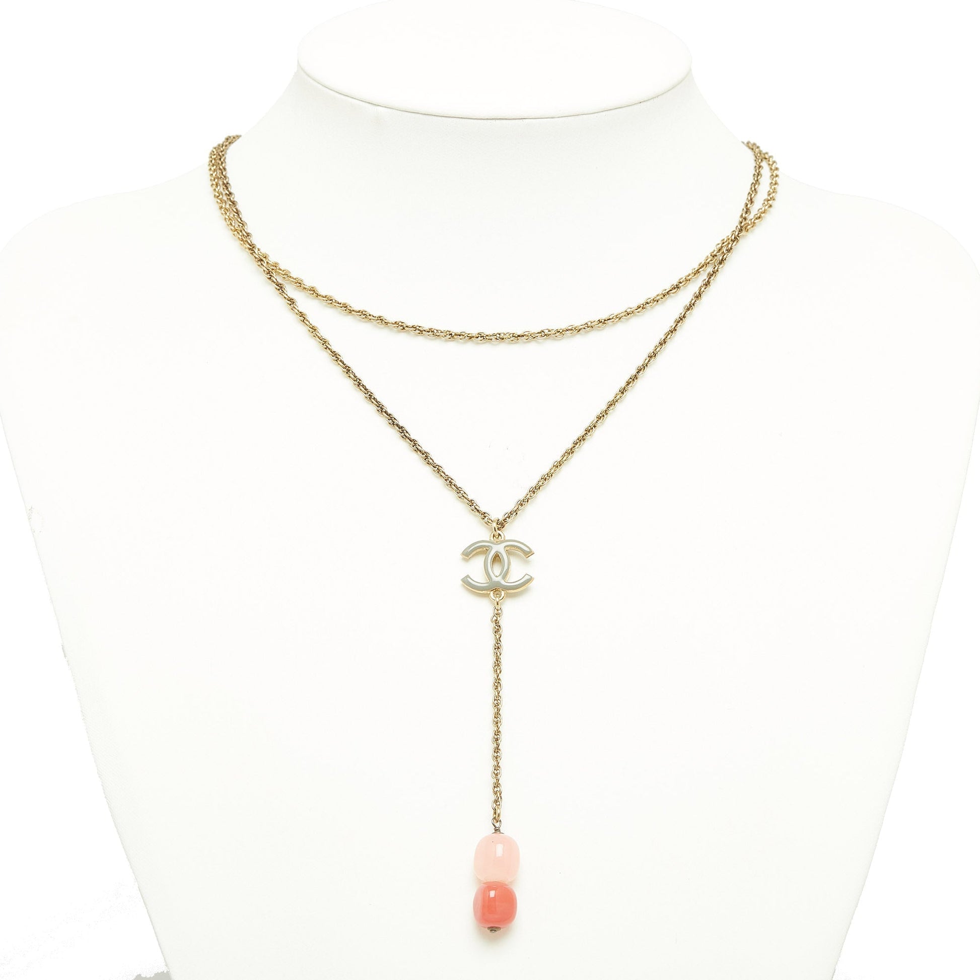 CHANEL CC Drop Pendant Necklace Costume Necklace