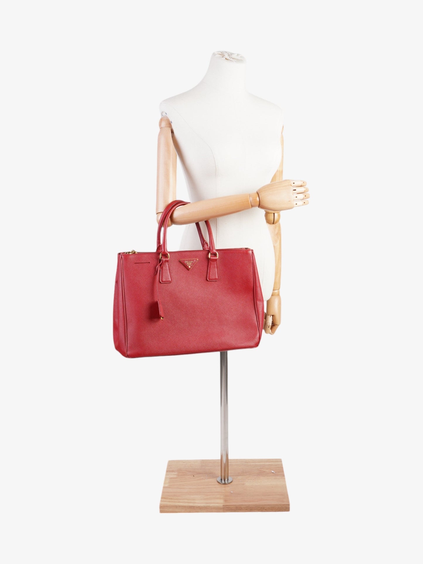 Prada Galleria Double Tote Leather Saffiano Red Tote Bag