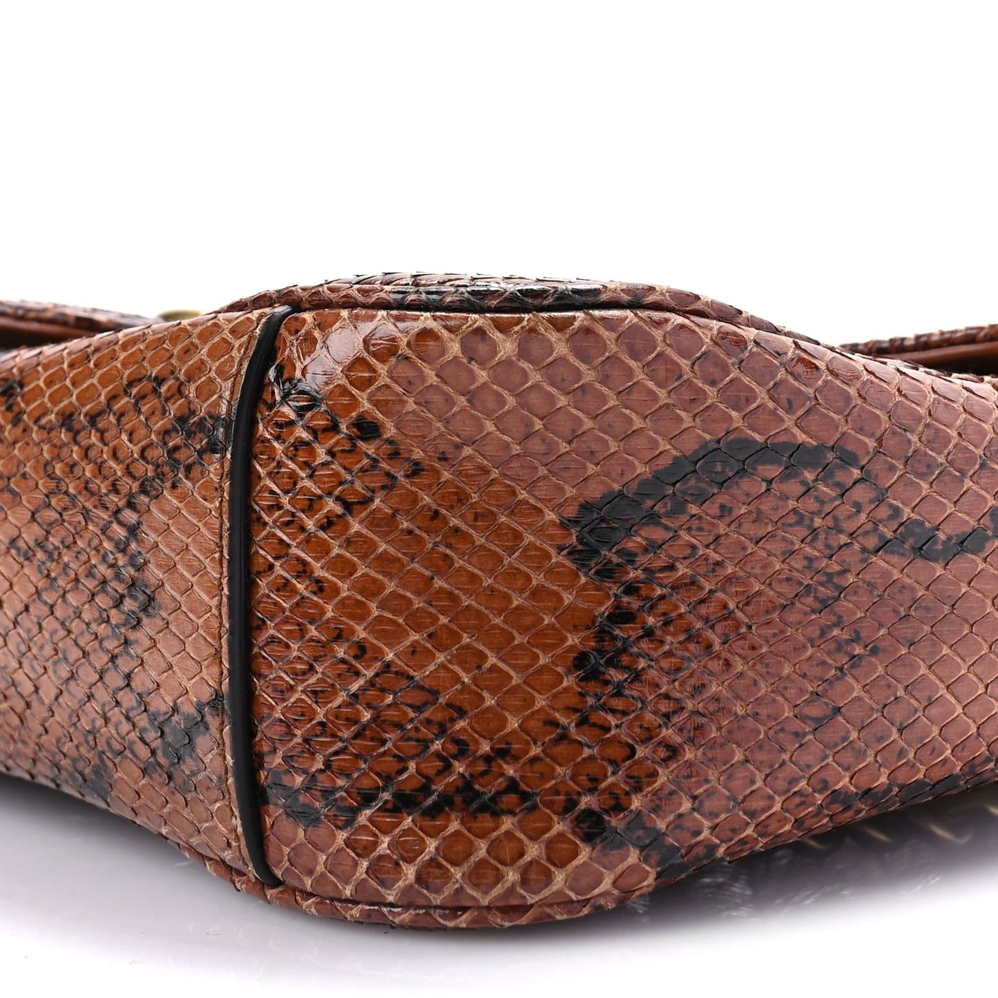 Gucci Snakeskin Matelasse Small GG Marmont Shoulder Bag Brown