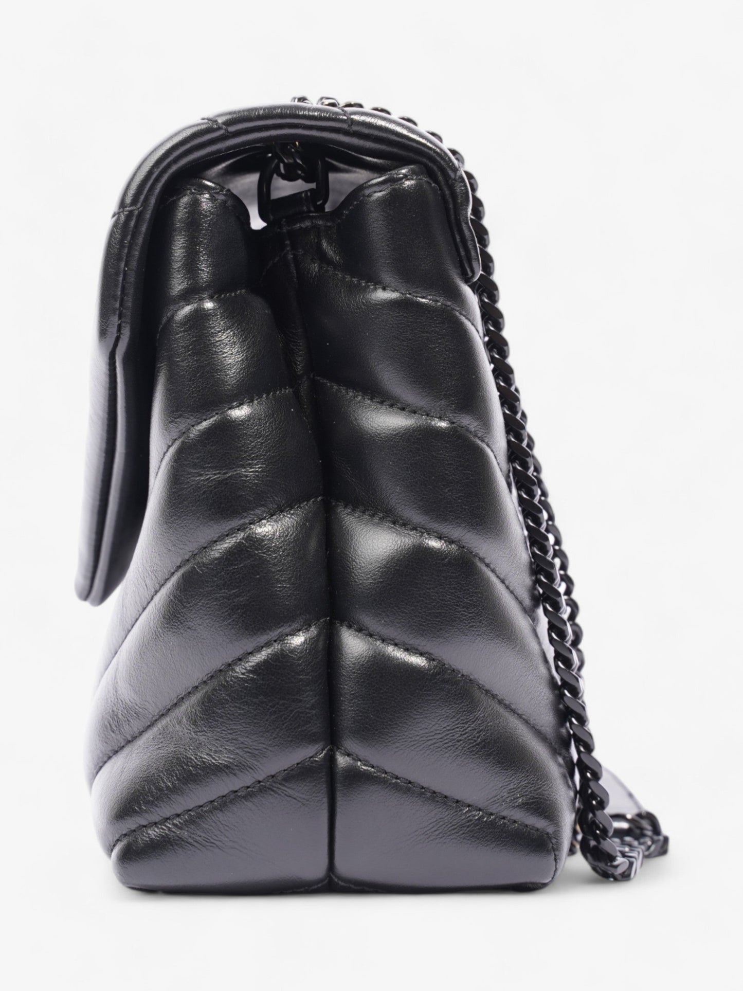 YSL Saint Laurent Loulou Calfskin Shoulder Bag Leather Black Small