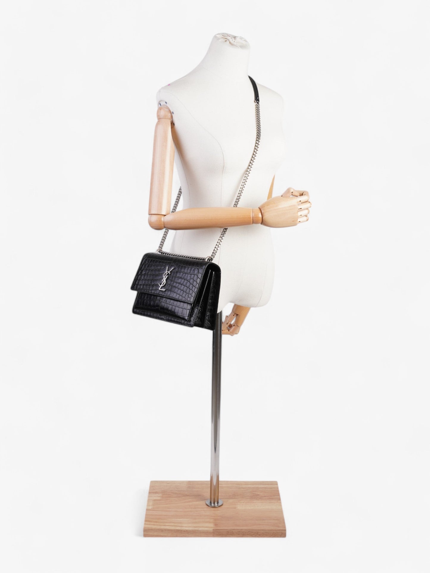 YSL Saint Laurent Sunset Shoulder Bag Leather Black Medium Leather Medium 5