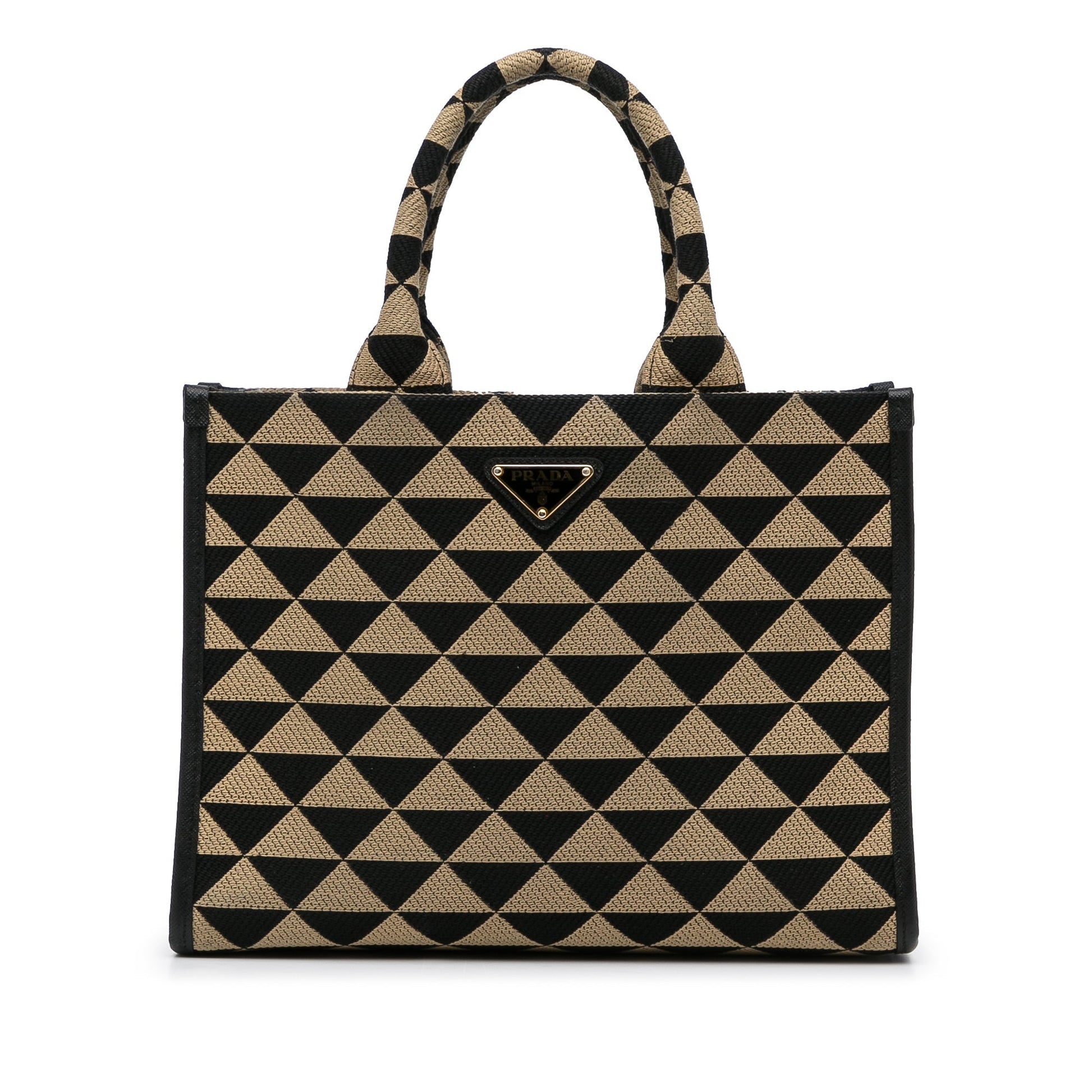 Prada Symbole Triangolo Luxury Handbag Canvas Brown Travel Bag