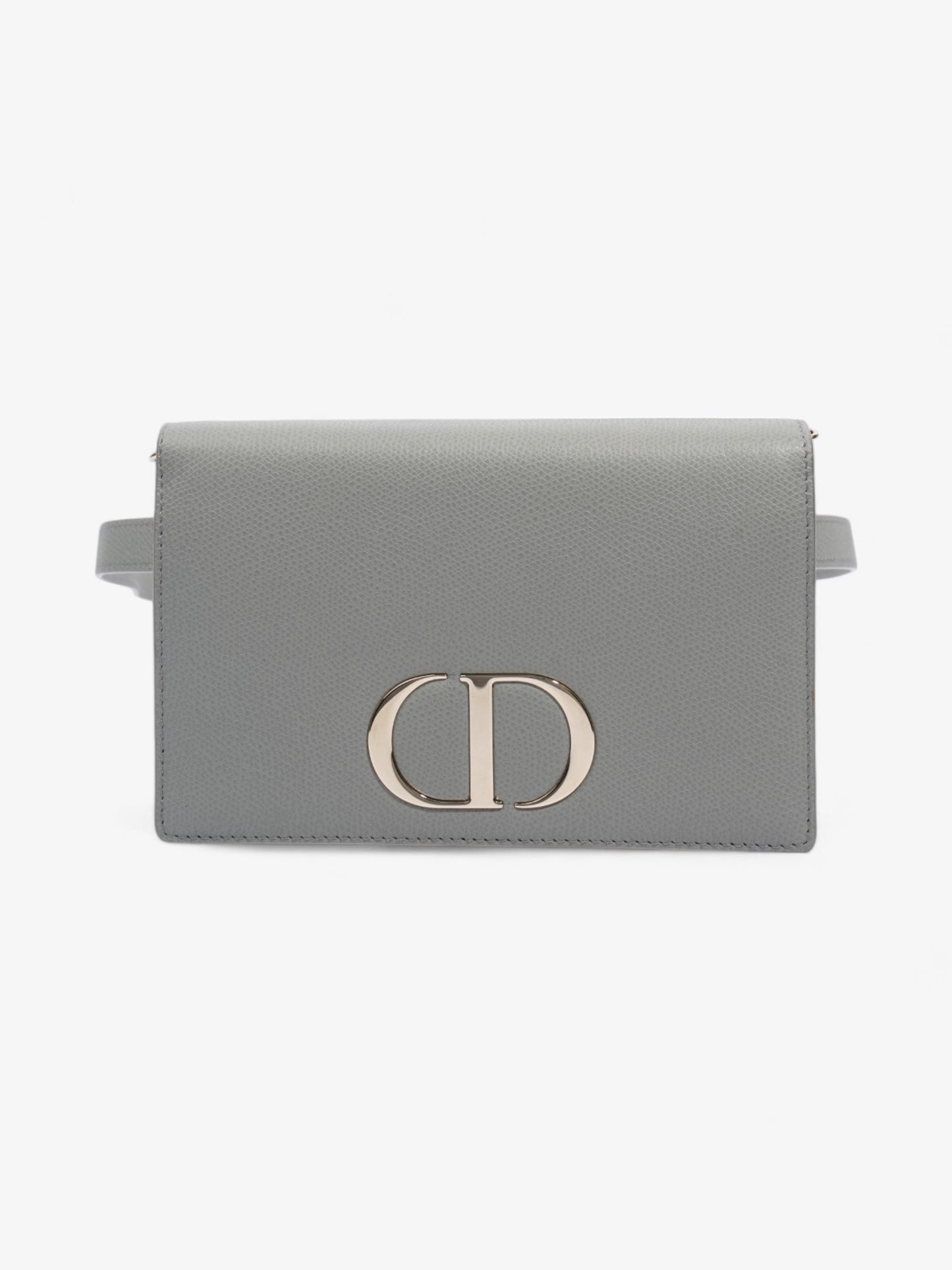 Dior Christian Montaigne Pouch Grey Calfskin Crossbody Bag Leather Gray