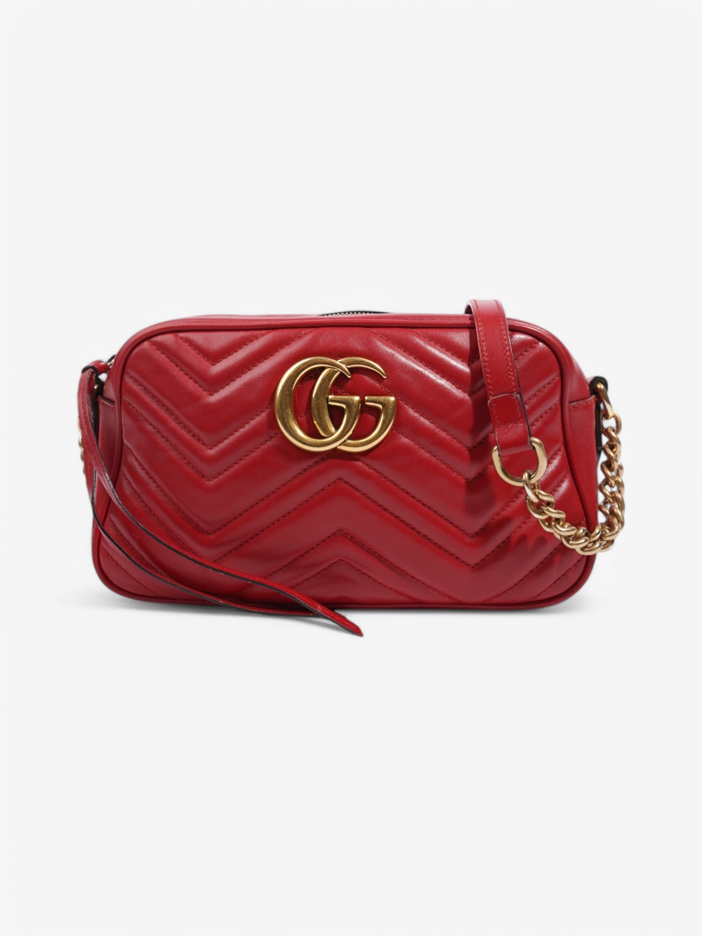 Gucci Marmont Calfskin Crossbody Bag Leather Red