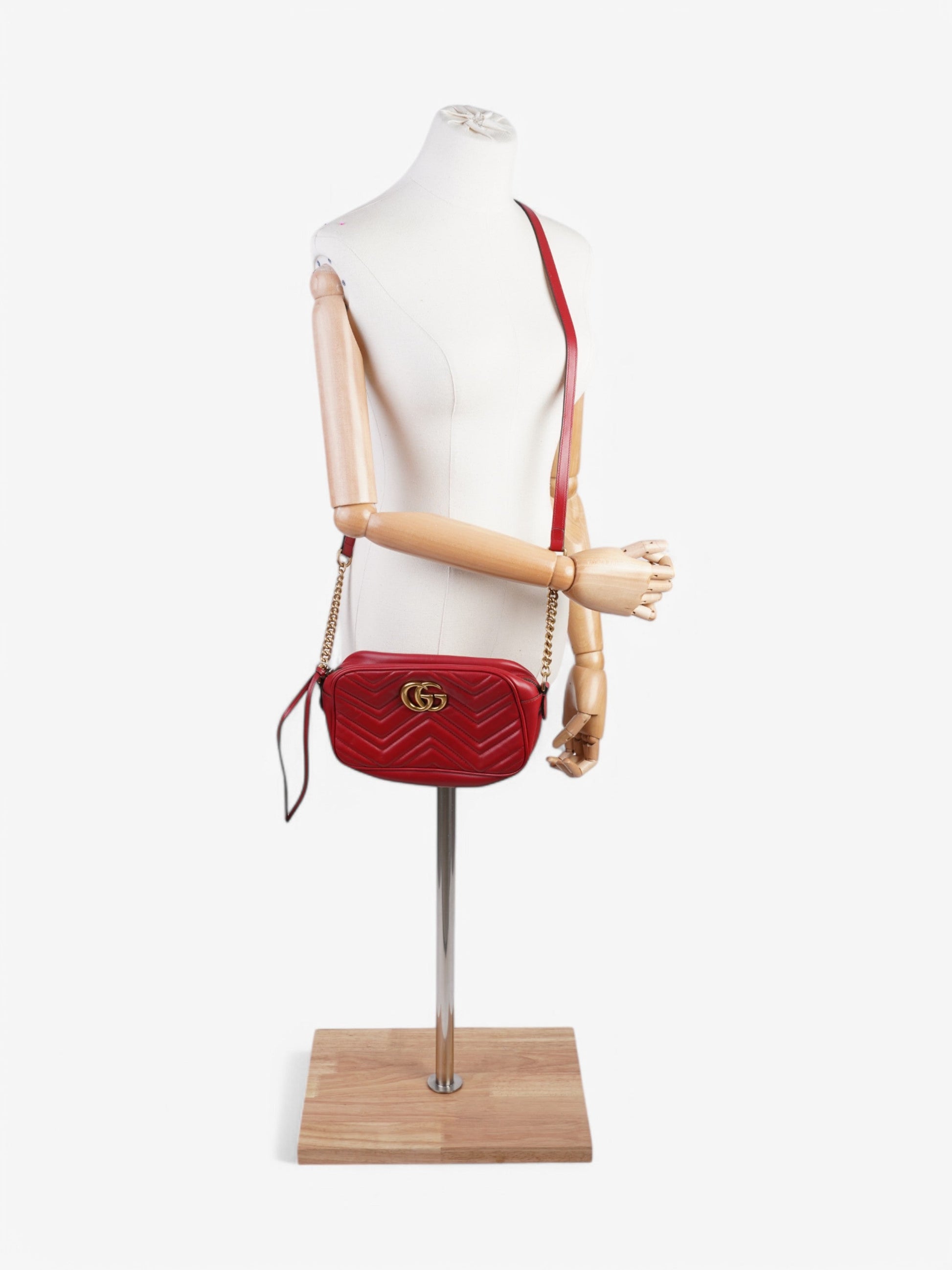 Gucci Marmont Calfskin Crossbody Bag Leather Red