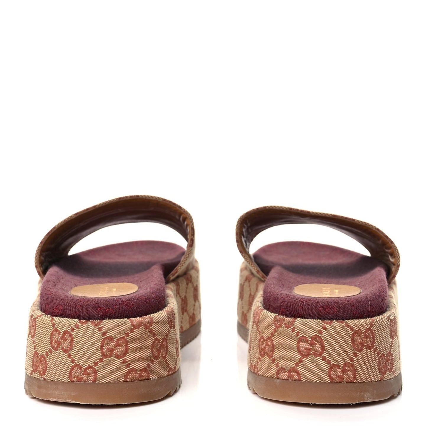 Gucci Canvas GG Monogram Angelina Platform Slide Sandals 40.5 Beige Ruggine
