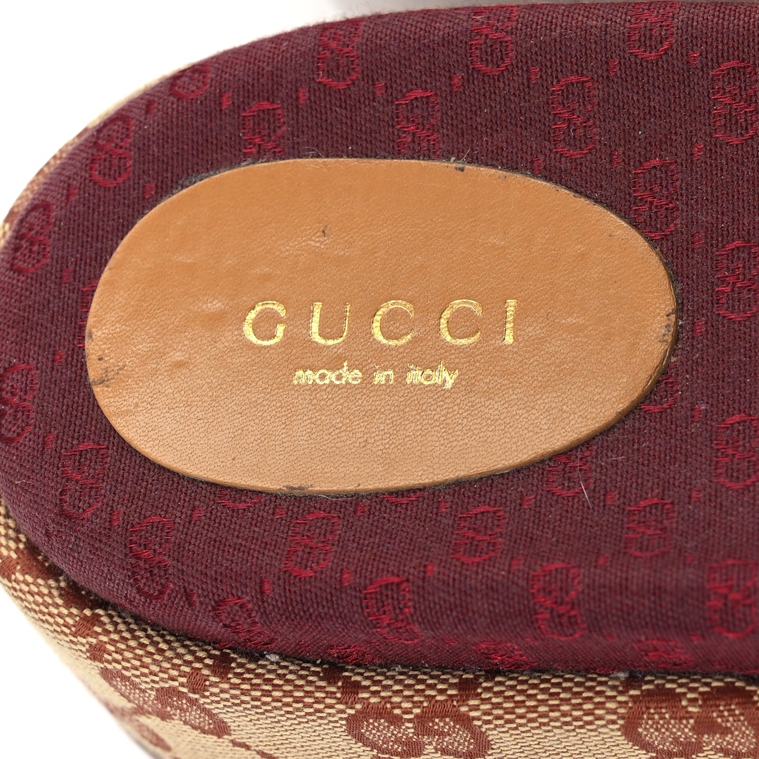 Gucci Canvas GG Monogram Angelina Platform Slide Sandals 40.5 Beige Ruggine