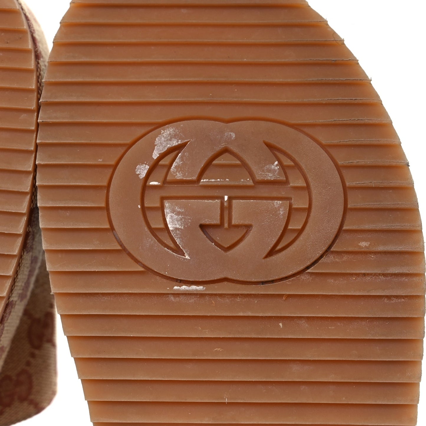 Gucci Canvas GG Monogram Angelina Platform Slide Sandals 40.5 Beige Ruggine