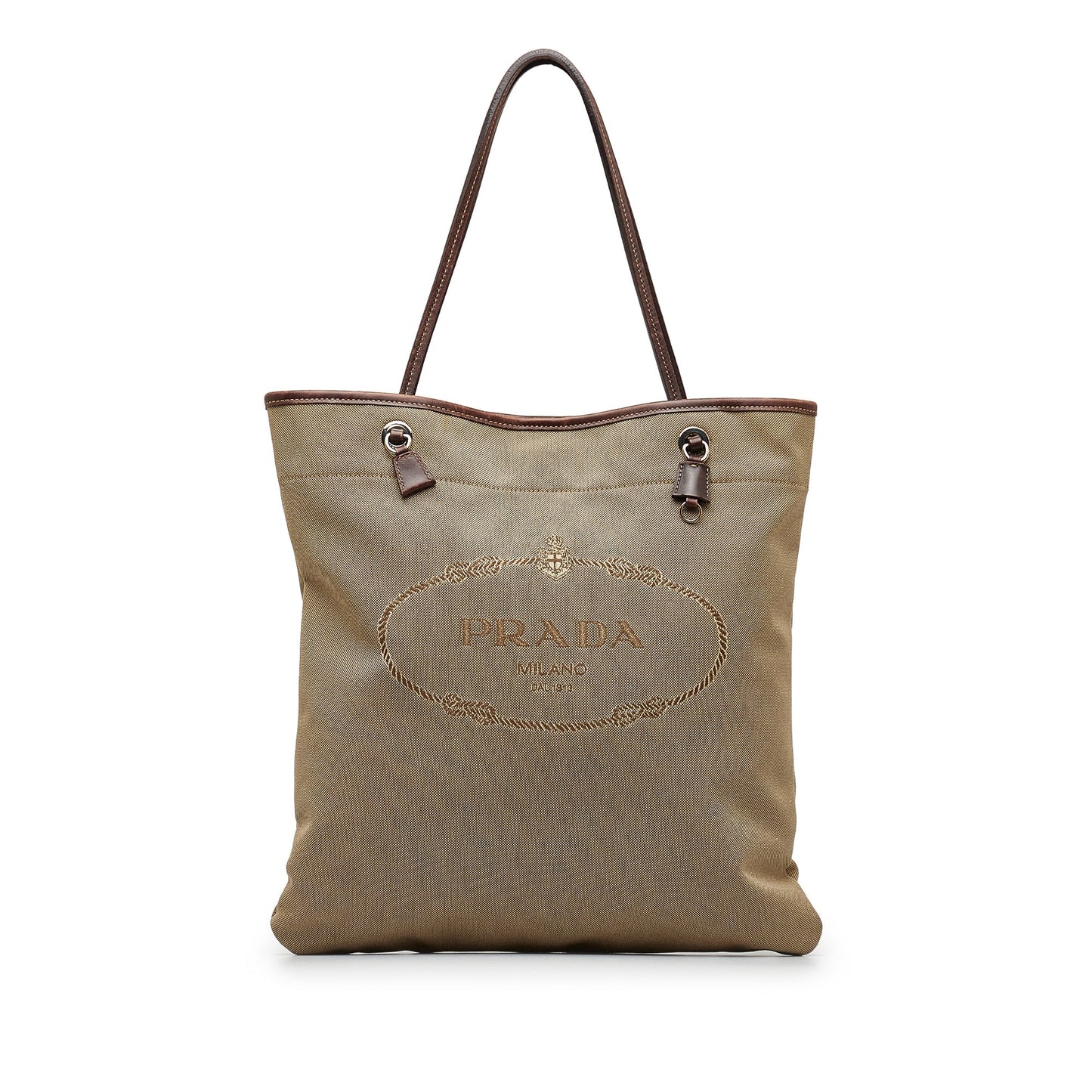 Prada Taupe Canapa Tote Logo Tote Bag