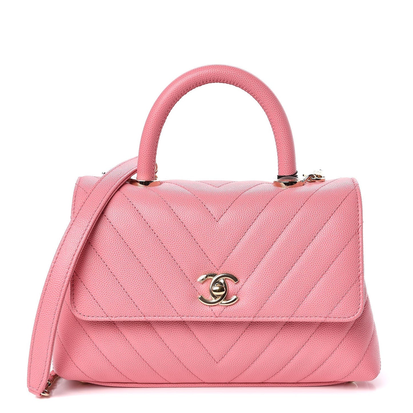 Chanel CAVIAR CHEVRON QUILTED COCO HANDLE FLAP Small Shoulder Bag
