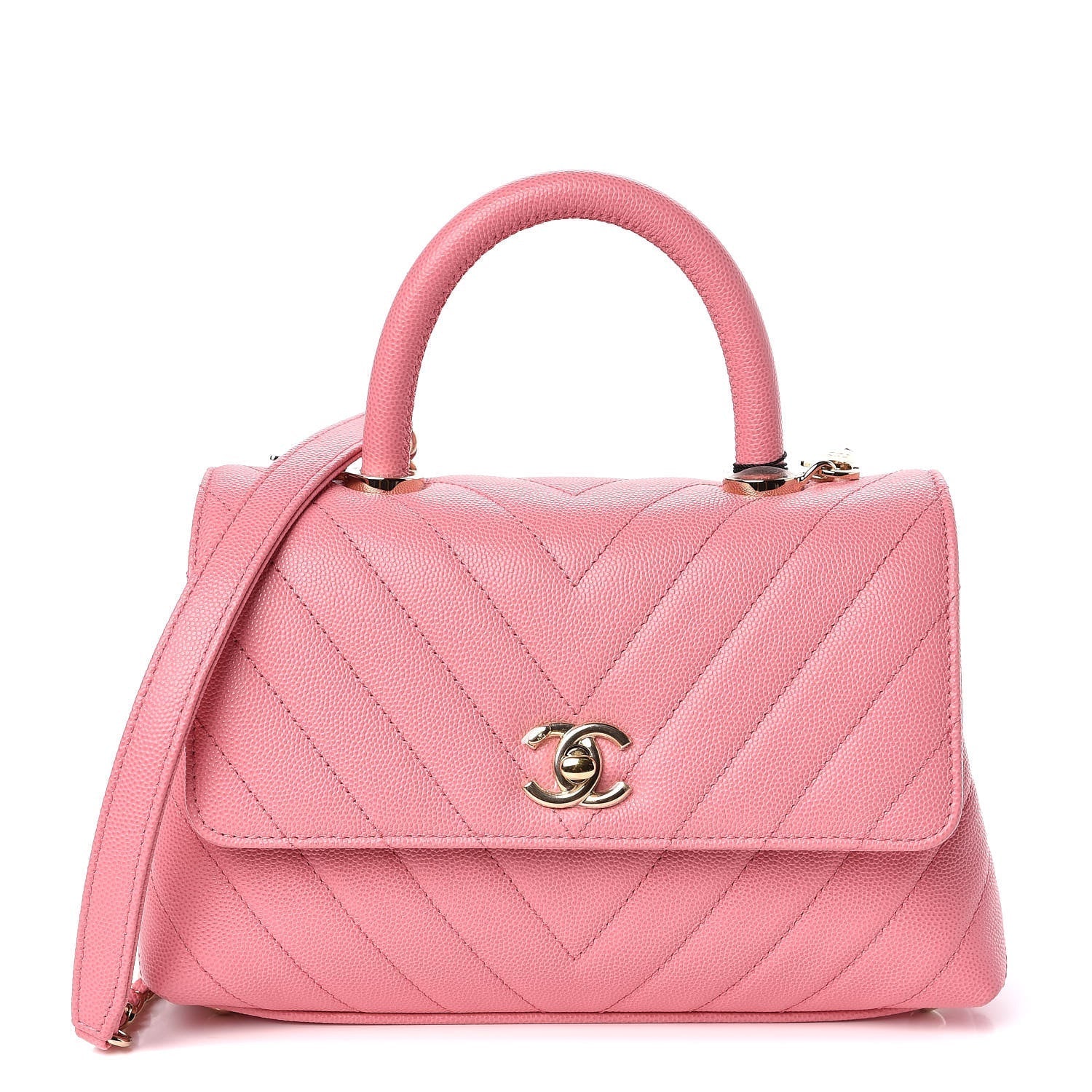 Chanel CAVIAR CHEVRON QUILTED COCO HANDLE FLAP Small Shoulder Bag