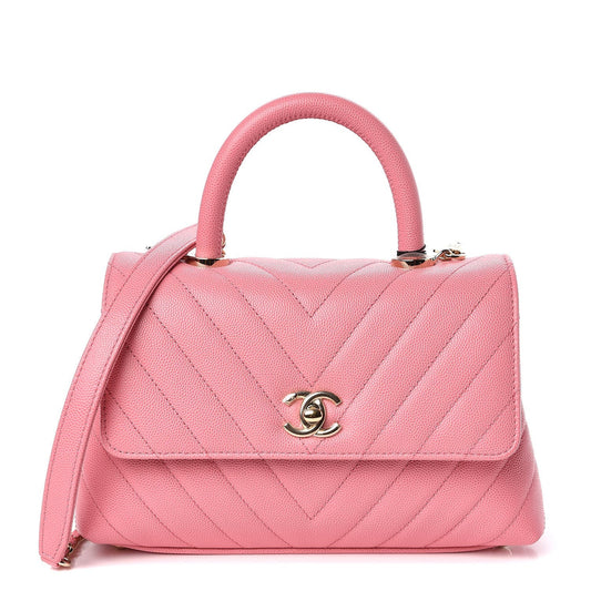 Chanel CAVIAR CHEVRON QUILTED COCO HANDLE FLAP Small Shoulder Bag