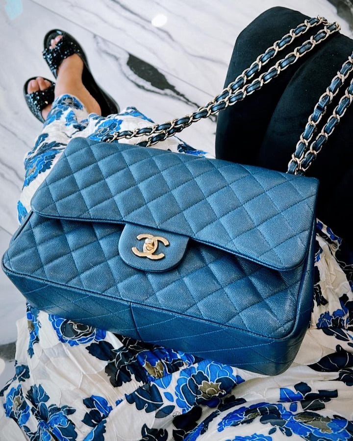 Chanel Caviar Quilted Jumbo Double Flap Handbag