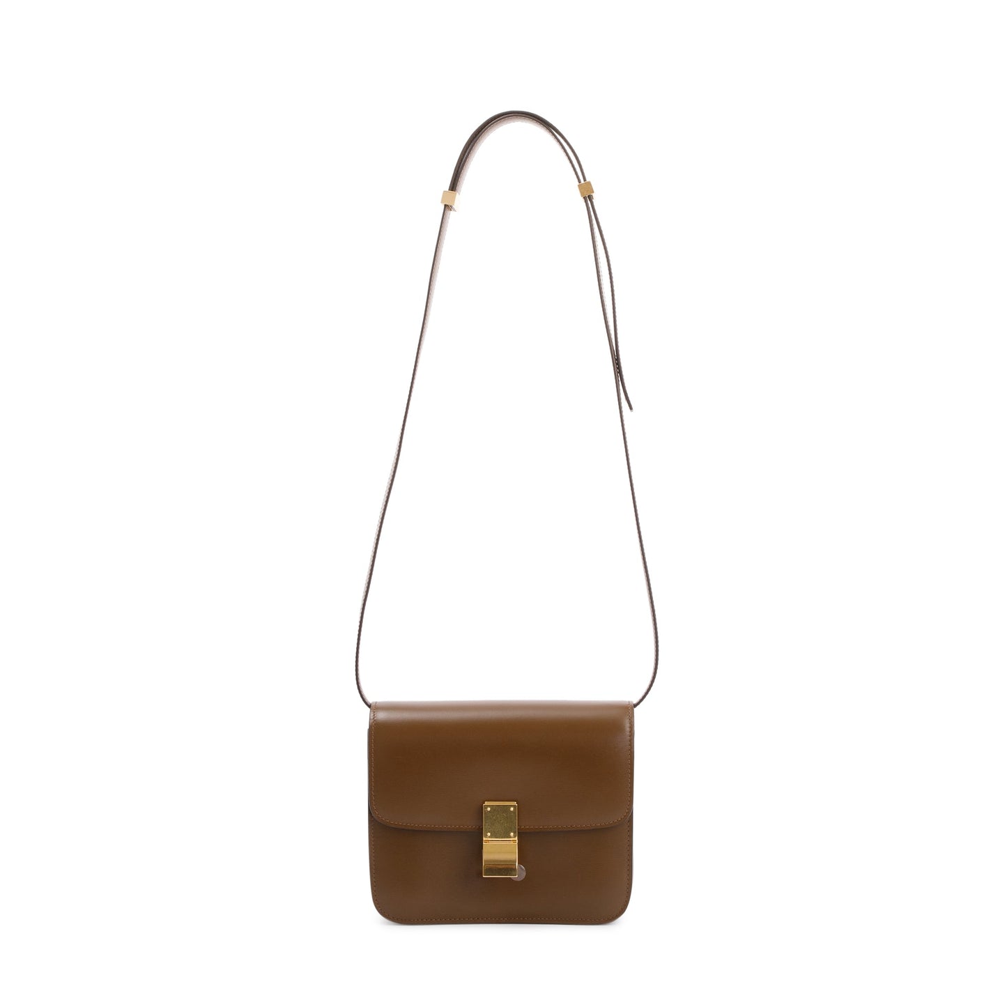 Celine Camel Smooth Calfskin Classic Box Bag Small Flap Travel Bag