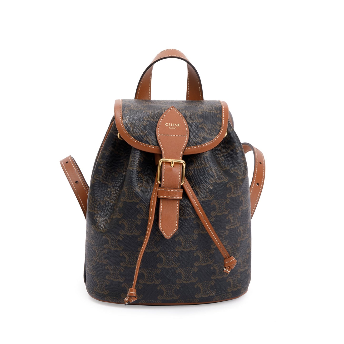 Celine Triomphe Folco Backpack Handbag Canvas Brown