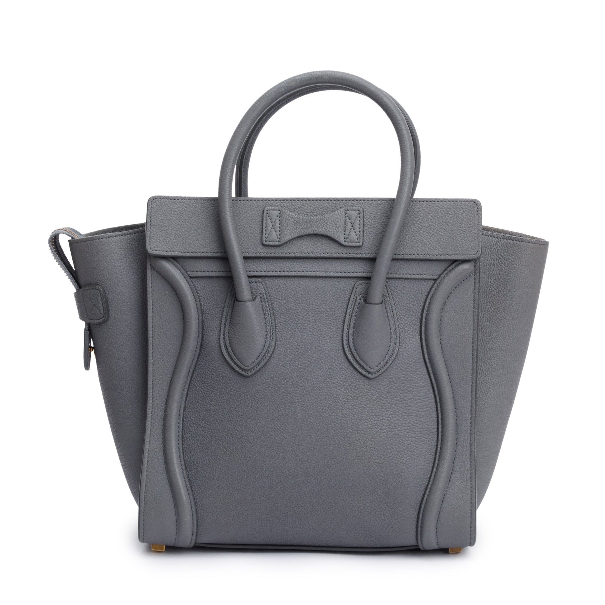 Celine Grey Calfskin Micro Luggage Tote Handbag Leather Tote Bag