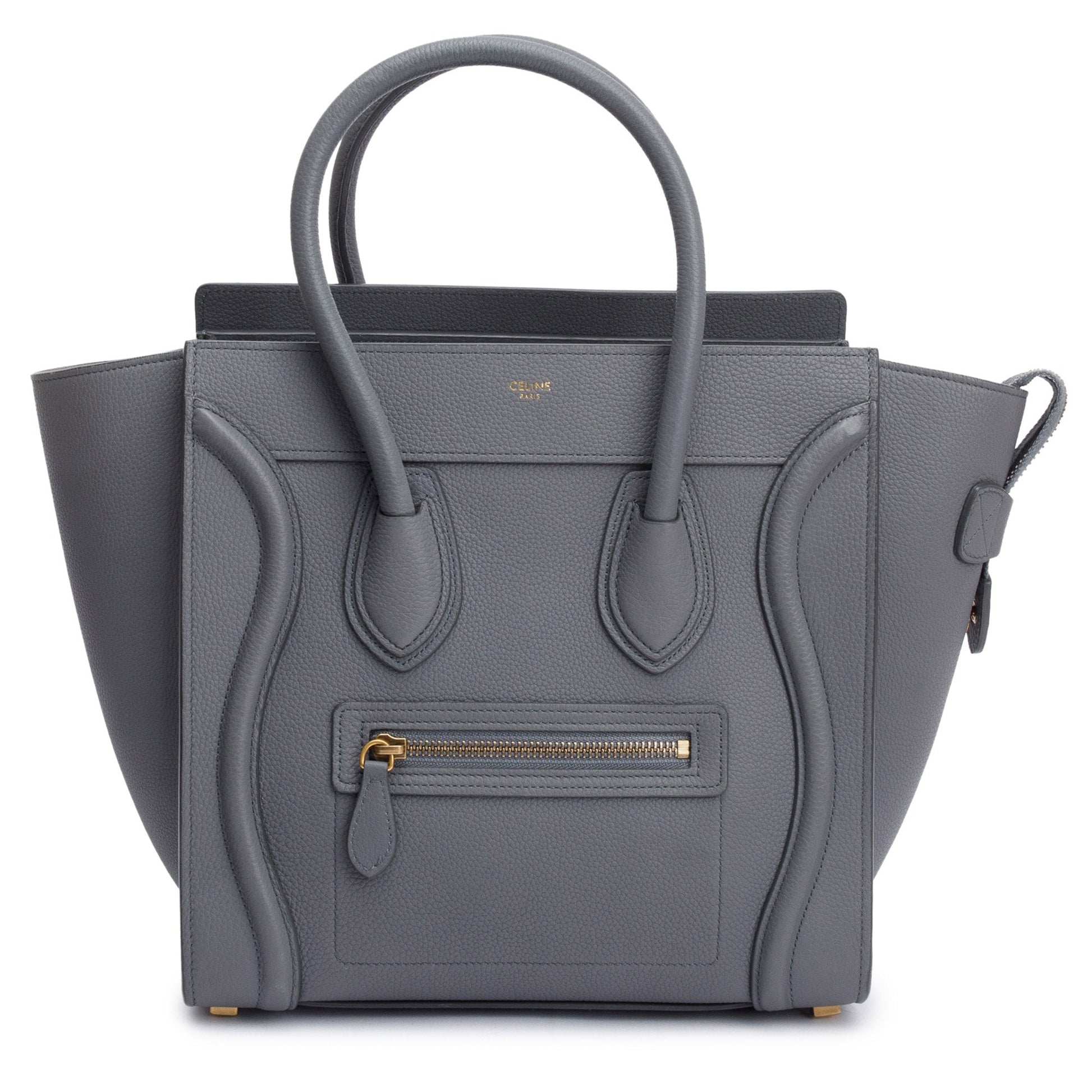 Celine Grey Calfskin Micro Luggage Tote Handbag Leather Tote Bag