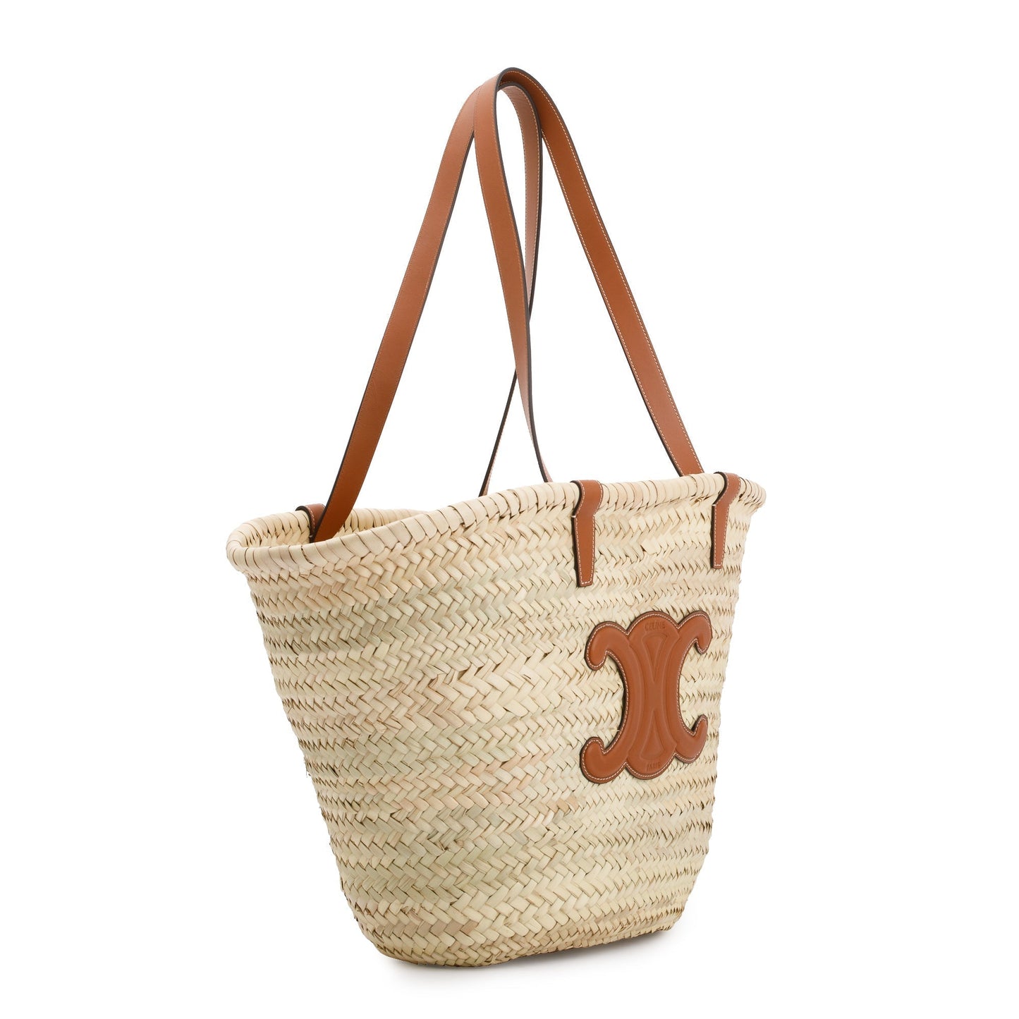 Celine Neutral Triomphe Panier Tote Handbag Raffia Large Tote Bag
