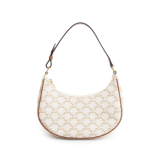 Celine Triomphe Ava Shoulder Bag Canvas White