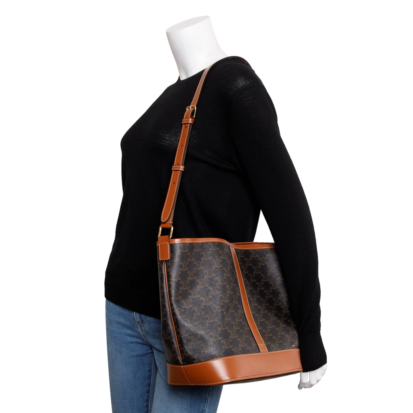 Celine Triomphe Bucket Bag Canvas Brown Bucket Bag