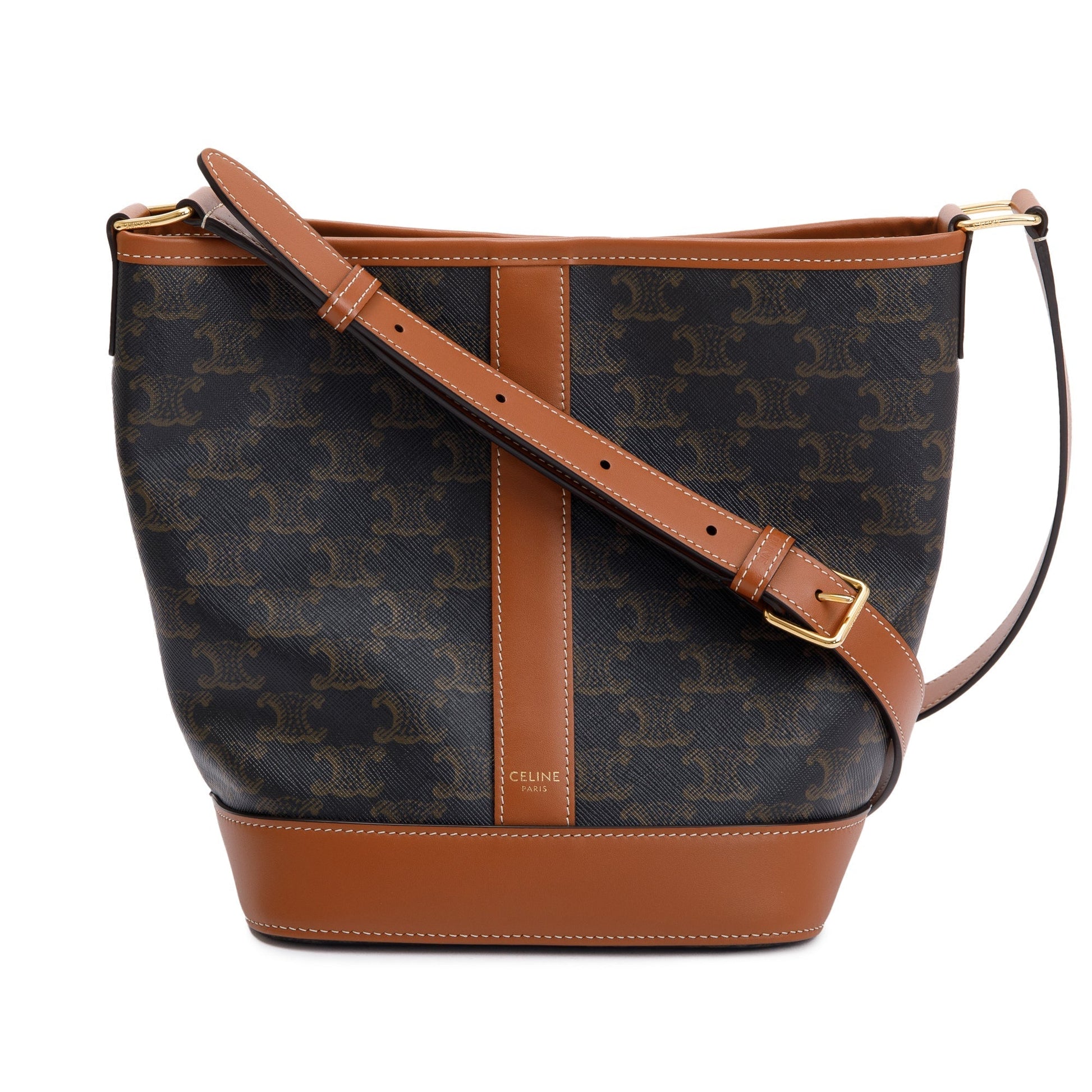 Celine Triomphe Bucket Bag Canvas Brown