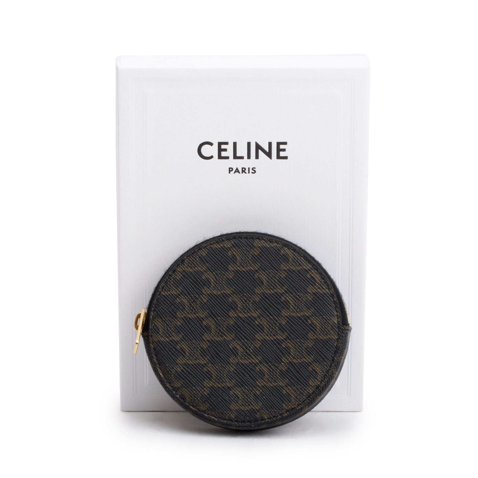 Celine Triomphe Coin Purse Handbag Canvas Brown Travel Bag