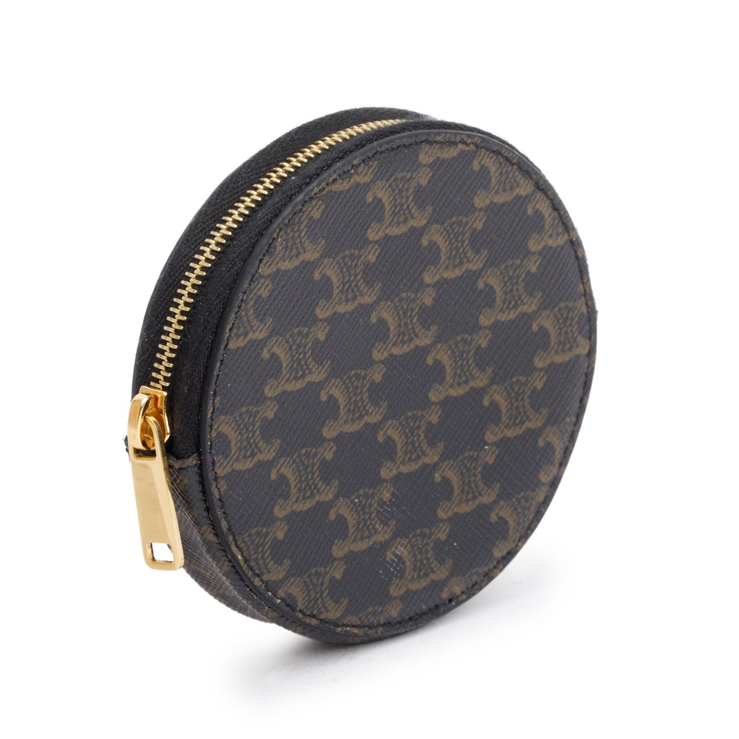 Celine Triomphe Coin Purse Handbag Canvas Brown Travel Bag