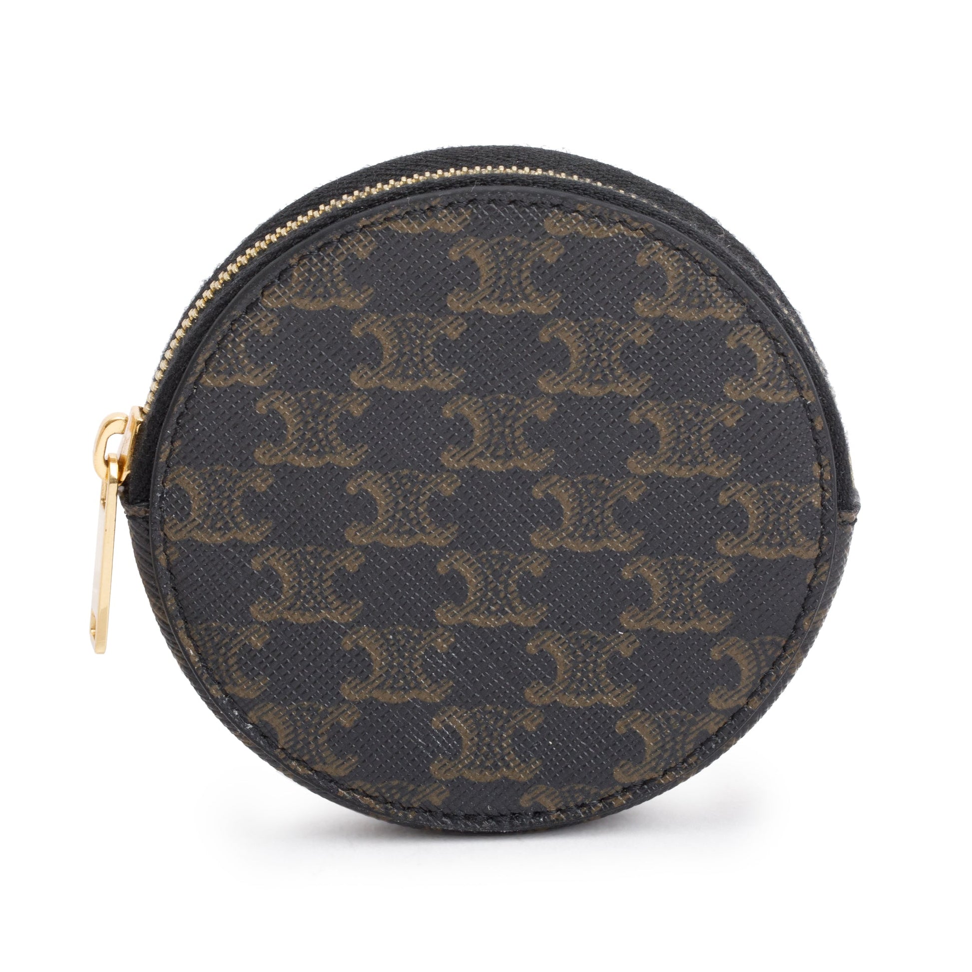 Celine Triomphe Coin Purse Handbag Canvas Brown Travel Bag