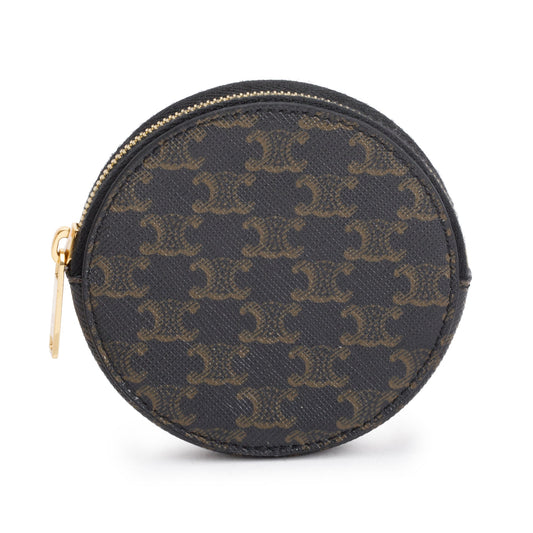 Celine Triomphe Coin Purse Handbag Canvas Brown Travel Bag
