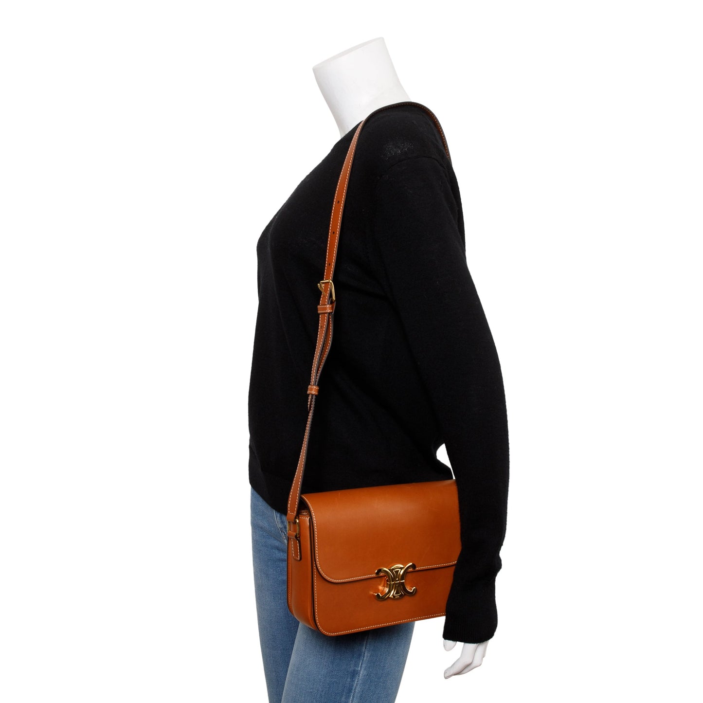 Celine Natural Calfskin Classique Triomphe Shoulder Bag Leather