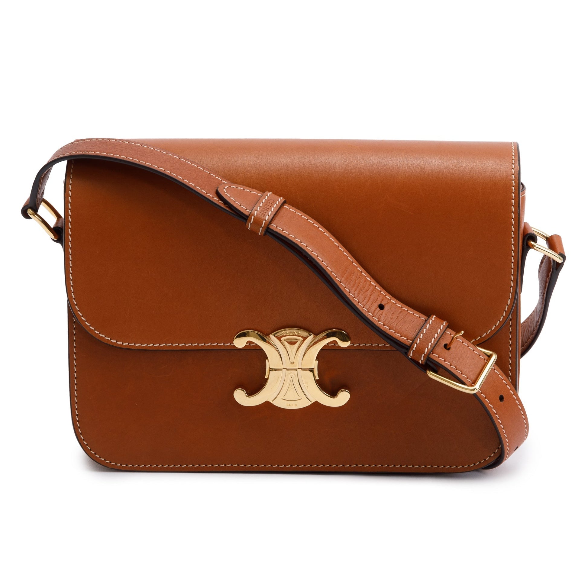 Celine Natural Calfskin Classique Triomphe Shoulder Bag Leather