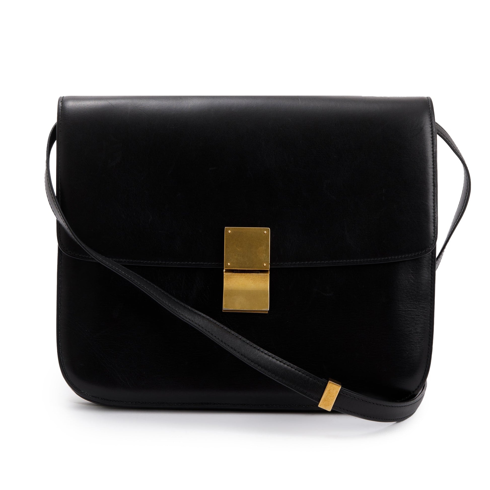 Celine Smooth Calfskin Classic Box Bag Black Large Travel Bag