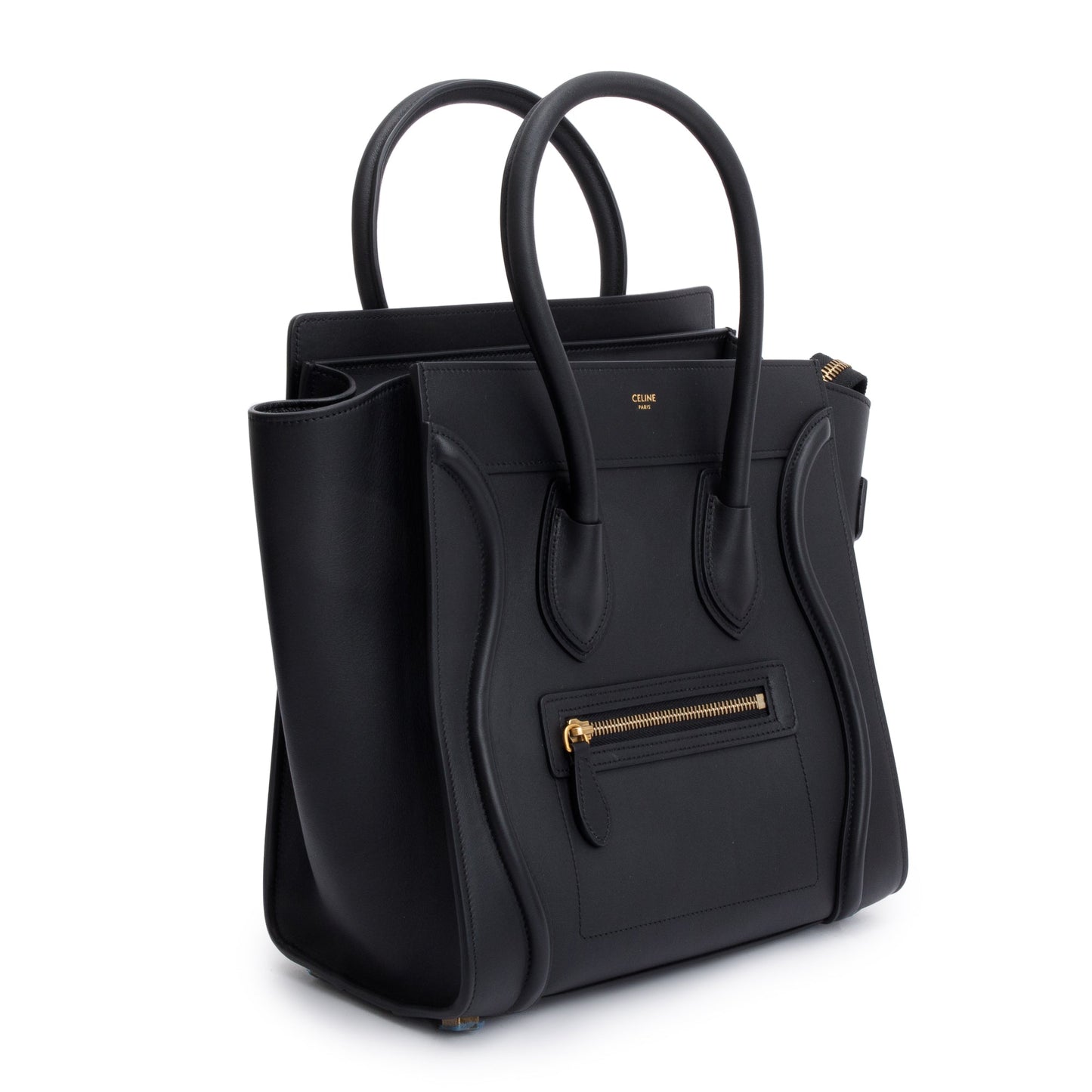 Celine Smooth Calfskin Micro Luggage Tote Handbag Leather Black Tote Bag