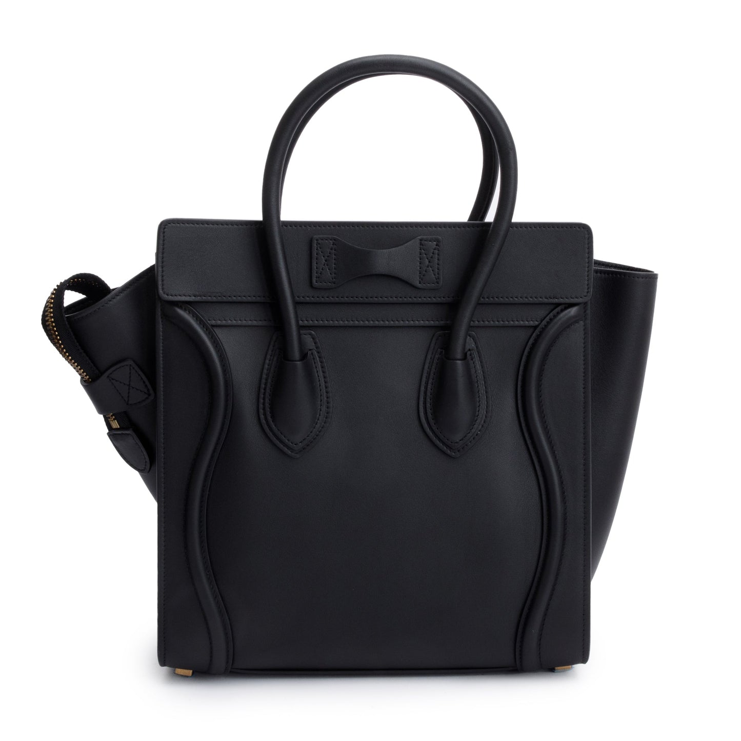 Celine Smooth Calfskin Micro Luggage Tote Handbag Leather Black Tote Bag