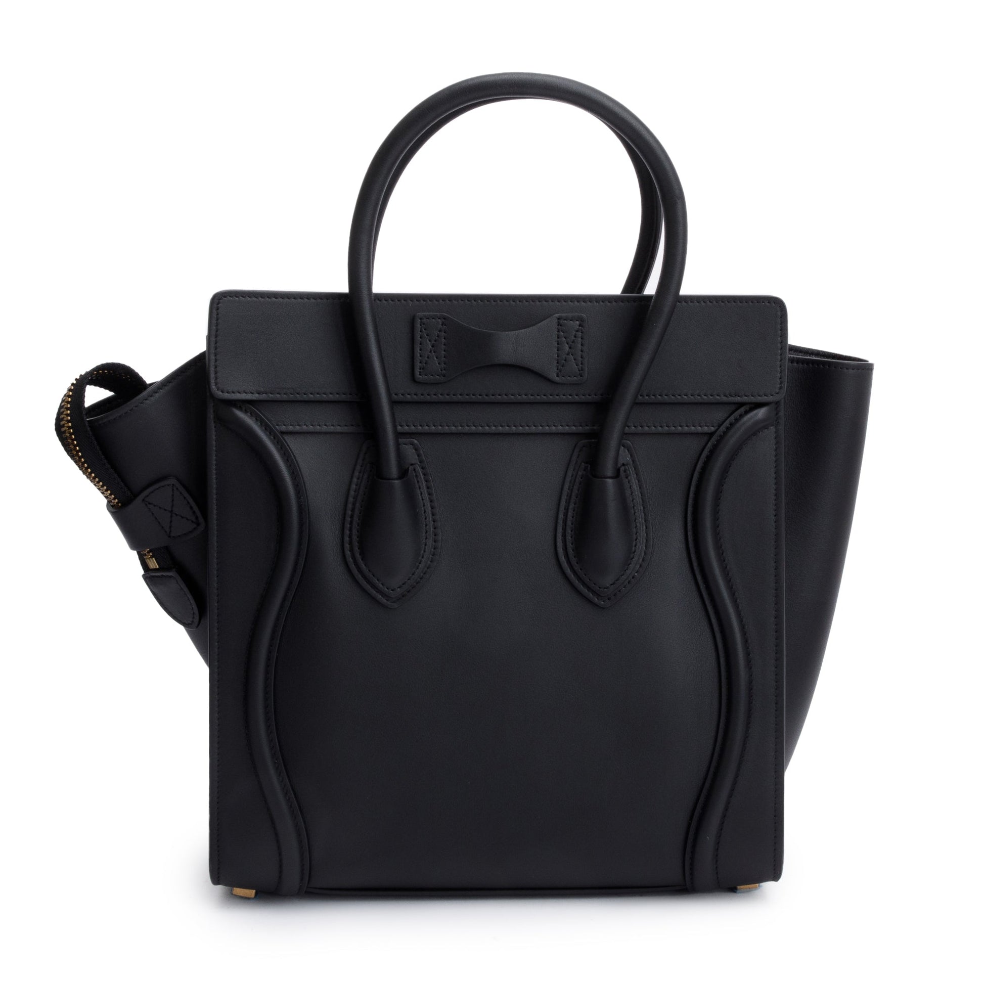 Celine Smooth Calfskin Micro Luggage Tote Handbag Leather Black Tote Bag