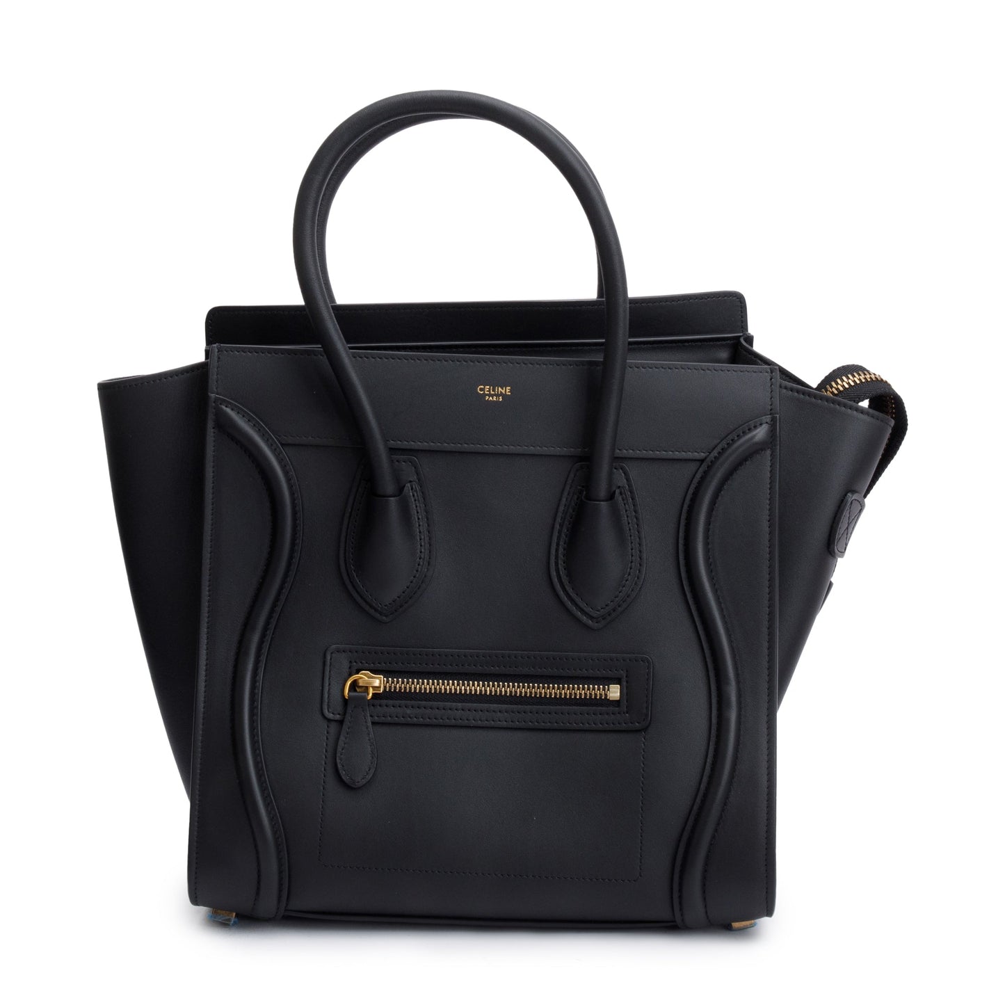 Celine Smooth Calfskin Micro Luggage Tote Handbag Leather Black Tote Bag